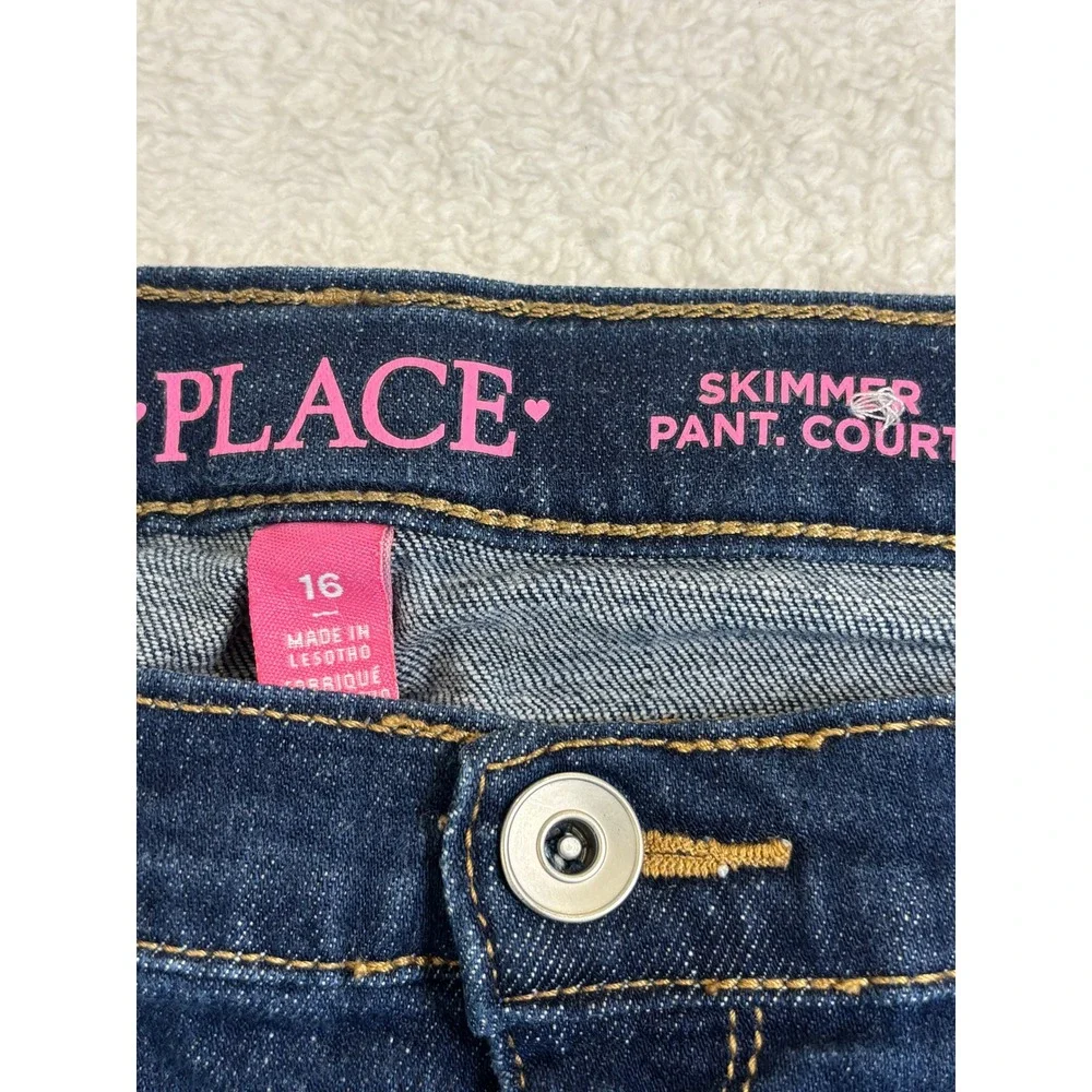 The Childrens Place Girls Blue Distressed Skimmer Shorts Size 16‎ Frayed Hem